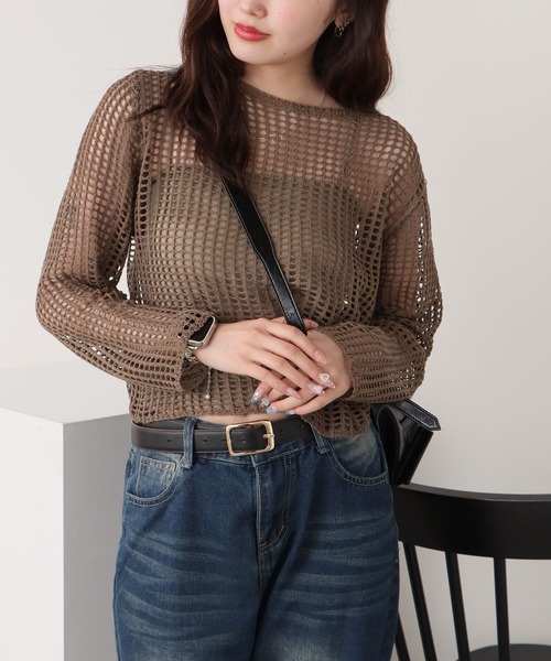 ROOPTOKYO（ループトウキョウ）の「カジュアル メッシュトップス（Tシャツ/カットソー・レディース・オレンジ/ベージュ/ブラウン/ホワイト/ブラック/アイボリー・FREE）」の5枚目の写真