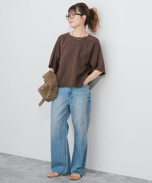 Spick & Span（スピックアンドスパン）の「ハイブリッドラミーTトップス（シャツ/ブラウス・レディース・ブラウン系その他/ブラック/ベージュ・FREE）」の8枚目の写真