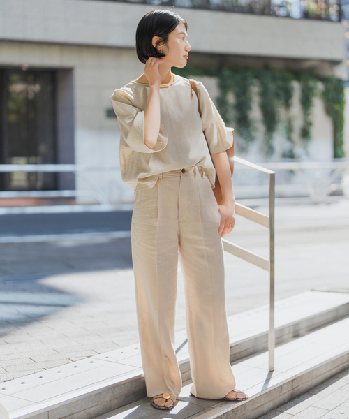 Spick & Span（スピックアンドスパン）の「ハイブリッドラミーTトップス（シャツ/ブラウス・レディース・ブラウン系その他/ブラック/ベージュ・FREE）」の7枚目の写真