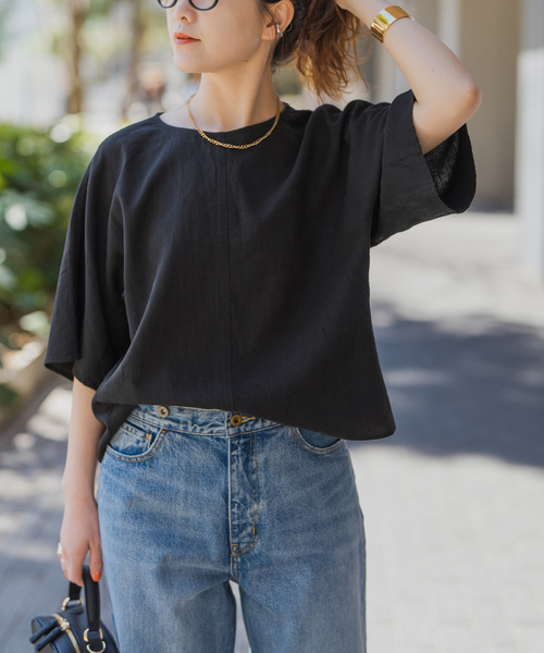 Spick & Span（スピックアンドスパン）の「ハイブリッドラミーTトップス（シャツ/ブラウス・レディース・ブラウン系その他/ブラック/ベージュ・FREE）」の6枚目の写真