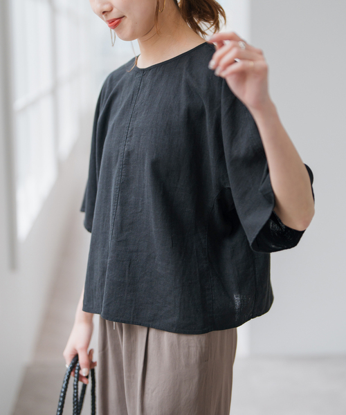 新品☆ スピックアンドスパン ハイブリッドラミーT トップス ブラウン 追加》ハイブリッドラミーTトップス｜スピックアンドスパンの