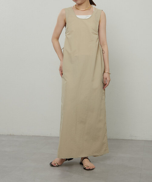 earthy（アーシー）の「ナイロン2WAYギャザージャンスカ（ワンピース・レディース・ブラック/ベージュ・SMALL/MEDIUM）」の9枚目の写真