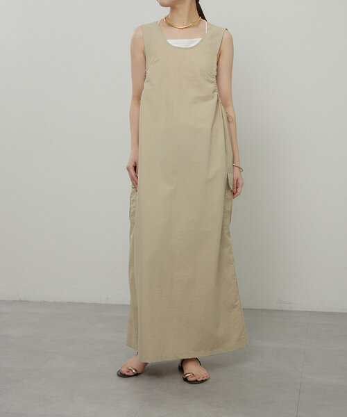 earthy（アーシー）の「ナイロン2WAYギャザージャンスカ（ワンピース・レディース・ブラック/ベージュ・SMALL/MEDIUM）」の11枚目の写真