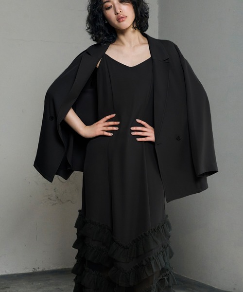 テーラードジャケット チュール フリル キャミワンピース セットアップ