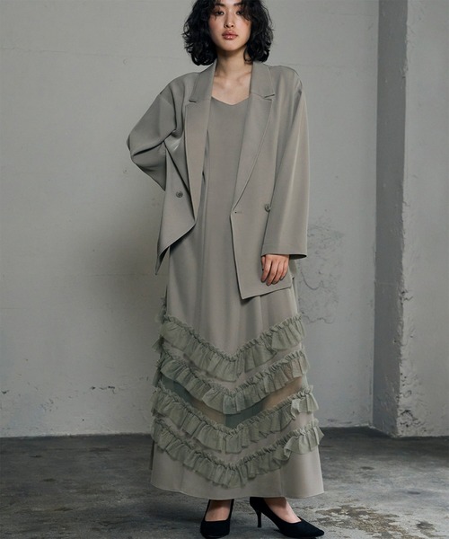 セール】テーラードジャケット チュール フリル キャミワンピース