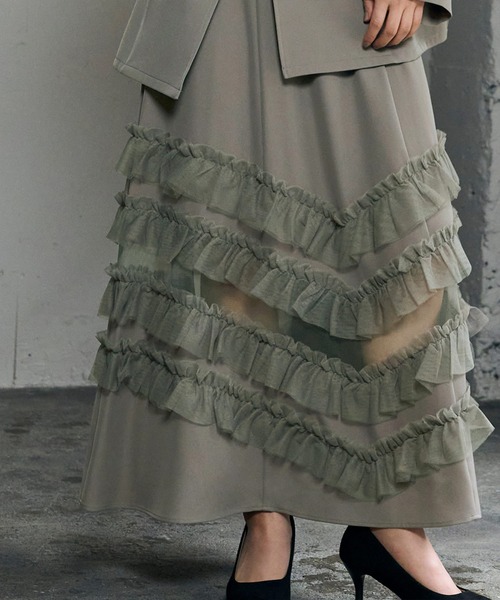 セール】テーラードジャケット チュール フリル キャミワンピース