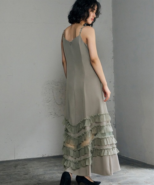 テーラードジャケット チュール フリル キャミワンピース セットアップ