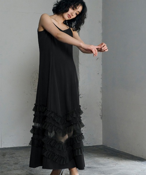 セール】テーラードジャケット チュール フリル キャミワンピース