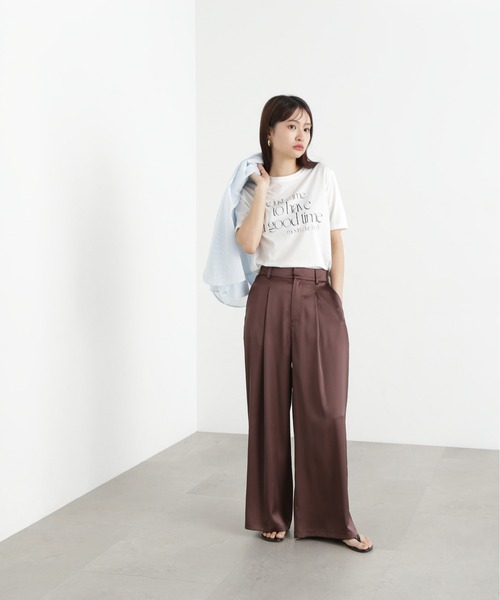 N.(N. Natural Beauty Basic)(エヌエヌナチュラルビューティーベーシック)の「グロッシーワイドパンツ(その他パンツ・レディース・ブラウン/ベージュ・MEDIUM)」の5枚目の写真
