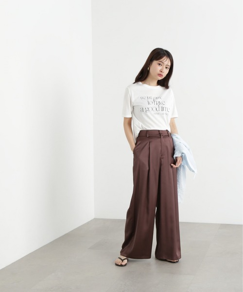 N.(N. Natural Beauty Basic)(エヌエヌナチュラルビューティーベーシック)の「グロッシーワイドパンツ(その他パンツ・レディース・ブラウン/ベージュ・MEDIUM)」の7枚目の写真