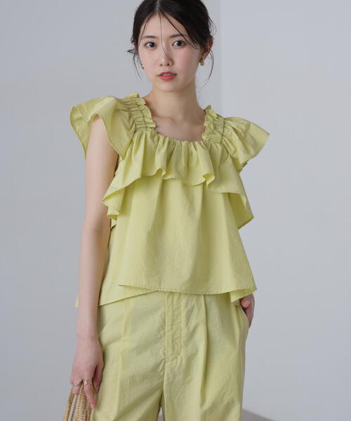 FREE'S MART(フリーズマート)の「◆〈セットアップ対応〉ギャザーショルダーノースリーブブラウス(シャツ/ブラウス・レディース・ブラック/イエロー・FREE)」の11枚目の写真