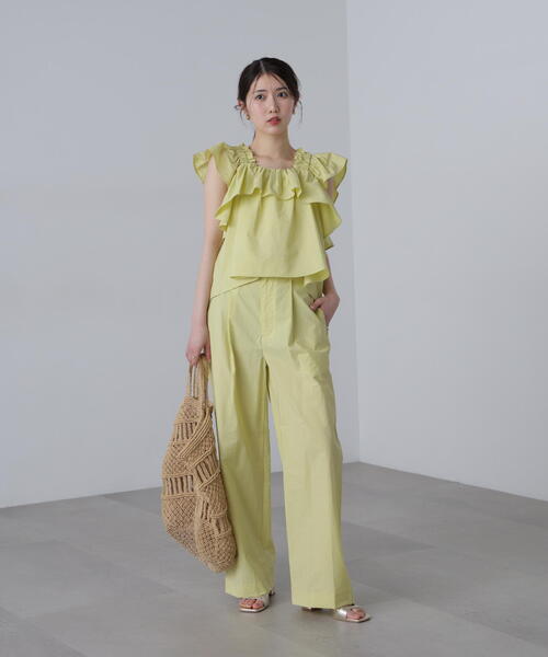 FREE'S MART(フリーズマート)の「◆〈セットアップ対応〉ギャザーショルダーノースリーブブラウス(シャツ/ブラウス・レディース・ブラック/イエロー・FREE)」の14枚目の写真