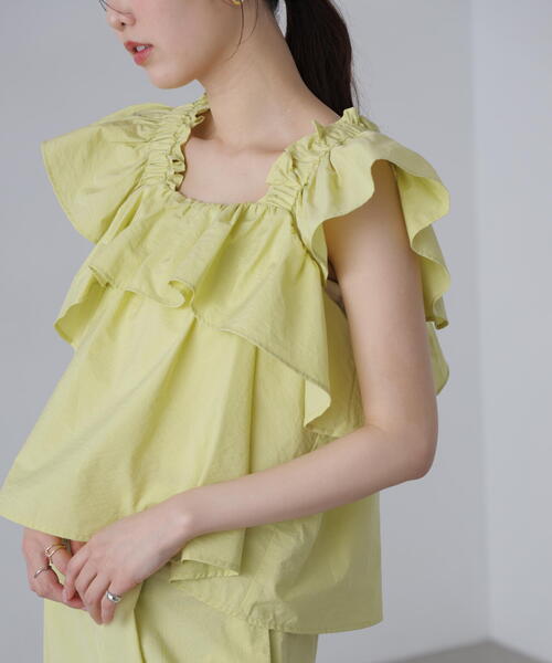 FREE'S MART(フリーズマート)の「◆〈セットアップ対応〉ギャザーショルダーノースリーブブラウス(シャツ/ブラウス・レディース・ブラック/イエロー・FREE)」の21枚目の写真