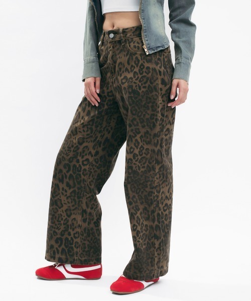 セール】Leopard print wide pants / レオパードデザインワイド