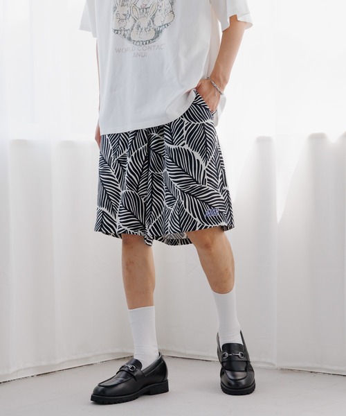 美品♡パーリーゲイツ♡セットアップ(ノースリポロ✖️ショーパン)♡ネイビー♡S セール】【UNISEX/2サイズ展開】リーフガラセットアップショート