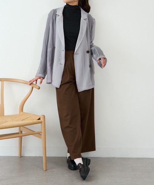 SETUP7（セットアップセブン）の「【SETUP7】ランダムテレコ袖シャーリング長袖Tシャツ GLR（Tシャツ/カットソー・レディース・ブラック/オフホワイト/ブルー/ライトグレー/イエロー・M/L）」の16枚目の写真