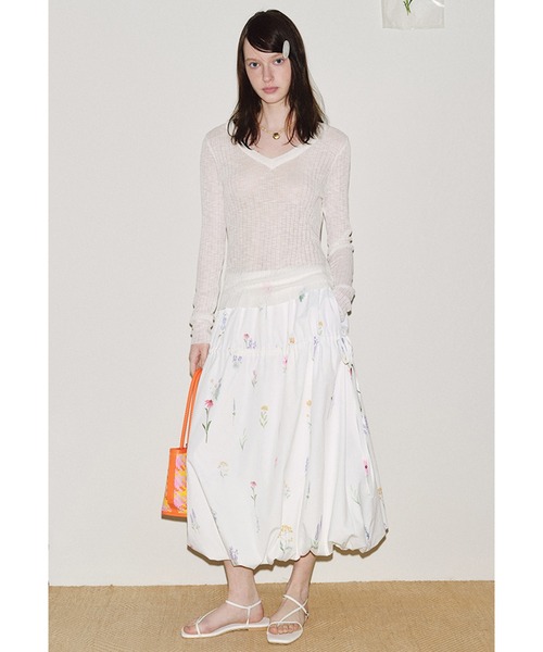 Fano Studios(ファノ ストゥディオズ)の「フラワープリント バルーンロングスカート FC25B050【Fano Studios】【2025SS】(スカート・レディース・ホワイト・L/M/S)」の10枚目の写真