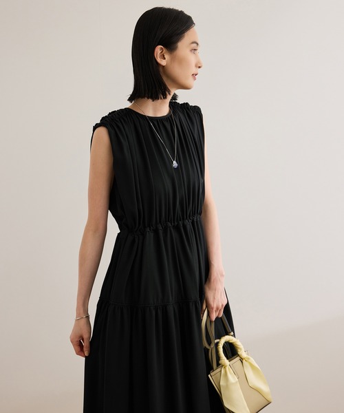 セール】フェイディドフラワープリント・無地ドレス/洗える