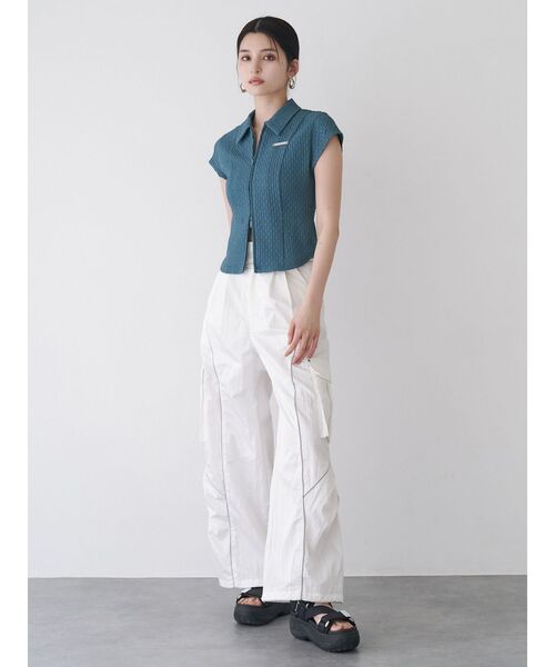 MURUA（ムルーア）の「ダブルジップタイトシャツ（シャツ/ブラウス・レディース・ホワイト/ブラック/ブルー・FREE）」の9枚目の写真