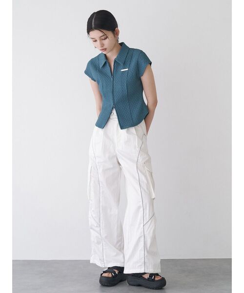 MURUA（ムルーア）の「ダブルジップタイトシャツ（シャツ/ブラウス・レディース・ホワイト/ブラック/ブルー・FREE）」の11枚目の写真