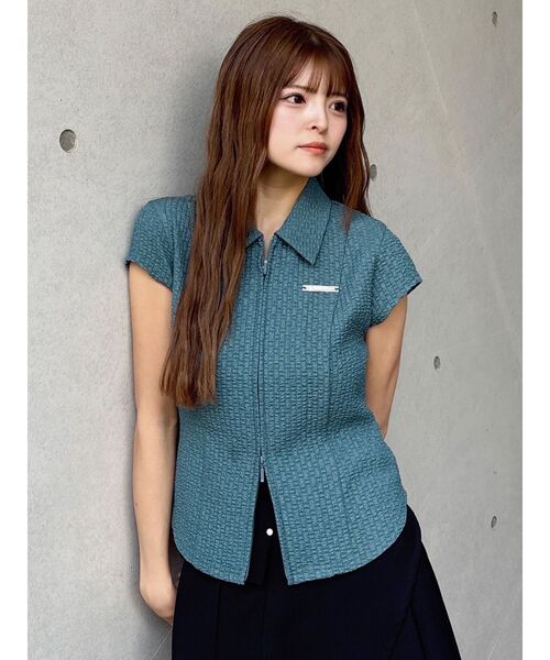 MURUA（ムルーア）の「ダブルジップタイトシャツ（シャツ/ブラウス・レディース・ホワイト/ブラック/ブルー・FREE）」の18枚目の写真