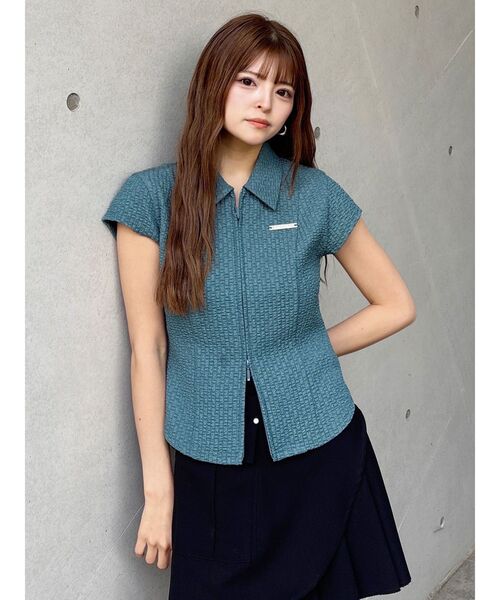 MURUA（ムルーア）の「ダブルジップタイトシャツ（シャツ/ブラウス・レディース・ホワイト/ブラック/ブルー・FREE）」の19枚目の写真