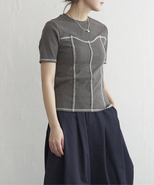 notch.(ノッチ)の「ビスチェ風配色ステッチプルオーバー(Tシャツ/カットソー・レディース・ブラック/アイボリー/モカ/グリーン・M)」の5枚目の写真