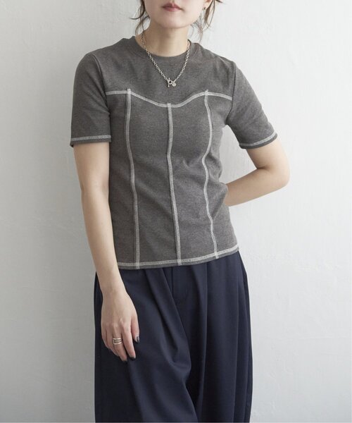 notch.(ノッチ)の「ビスチェ風配色ステッチプルオーバー(Tシャツ/カットソー・レディース・ブラック/アイボリー/モカ/グリーン・M)」の7枚目の写真