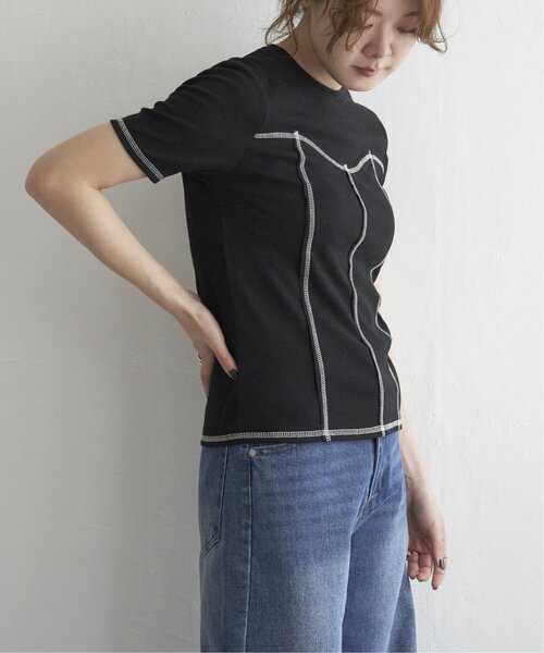 notch.(ノッチ)の「ビスチェ風配色ステッチプルオーバー(Tシャツ/カットソー・レディース・ブラック/アイボリー/モカ/グリーン・M)」の16枚目の写真