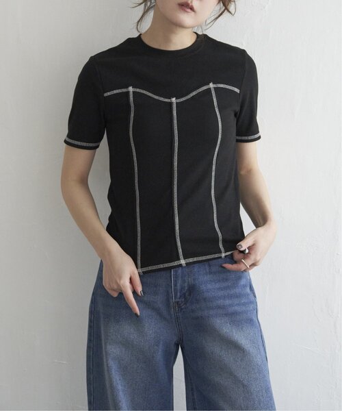 notch.(ノッチ)の「ビスチェ風配色ステッチプルオーバー(Tシャツ/カットソー・レディース・ブラック/アイボリー/モカ/グリーン・M)」の17枚目の写真