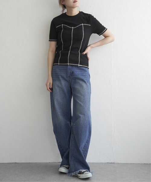 notch.(ノッチ)の「ビスチェ風配色ステッチプルオーバー(Tシャツ/カットソー・レディース・ブラック/アイボリー/モカ/グリーン・M)」の20枚目の写真