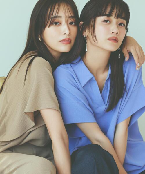 THE SHOP TK (ザ ショップ ティーケー )の「スキッパーシャツ【防シワ/接触冷感/洗濯機OK/セットアップ可】(シャツ/ブラウス・レディース・ベージュ/ブラック/ブルー/オフホワイト・13/12)」の6枚目の写真