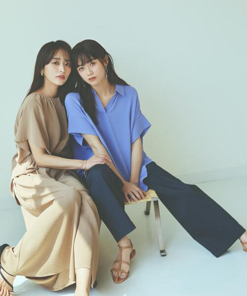 THE SHOP TK (ザ ショップ ティーケー )の「スキッパーシャツ【防シワ/接触冷感/洗濯機OK/セットアップ可】(シャツ/ブラウス・レディース・ベージュ/ブラック/ブルー/オフホワイト・13/12)」の7枚目の写真