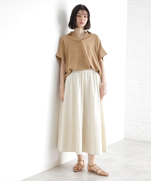 THE SHOP TK (ザ ショップ ティーケー )の「スキッパーシャツ【防シワ/接触冷感/洗濯機OK/セットアップ可】(シャツ/ブラウス・レディース・ベージュ/ブラック/ブルー/オフホワイト・13/12)」の18枚目の写真