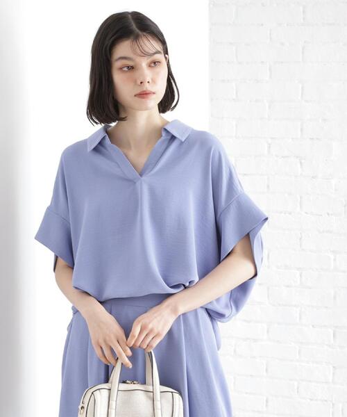 THE SHOP TK (ザ ショップ ティーケー )の「スキッパーシャツ【防シワ/接触冷感/洗濯機OK/セットアップ可】(シャツ/ブラウス・レディース・ベージュ/ブラック/ブルー/オフホワイト・13/12)」の20枚目の写真