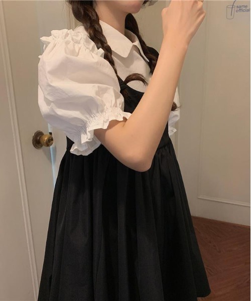 WEGO（ウィゴー）の「WEGO/ブラウス＆ワンピースガーリー2点セット（ワンピース・レディース・ブラック・FREE）」の4枚目の写真