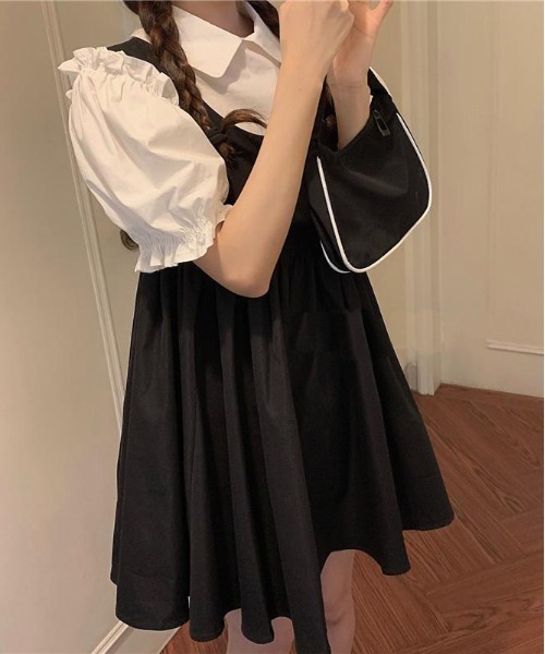 WEGO（ウィゴー）の「WEGO/ブラウス＆ワンピースガーリー2点セット（ワンピース・レディース・ブラック・FREE）」の5枚目の写真