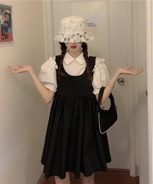 WEGO（ウィゴー）の「WEGO/ブラウス＆ワンピースガーリー2点セット（ワンピース・レディース・ブラック・FREE）」の7枚目の写真