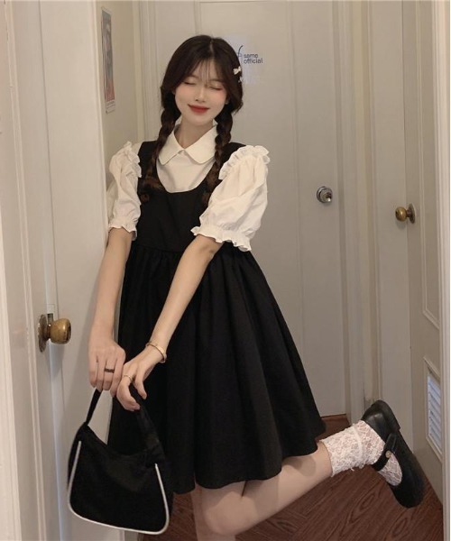 WEGO（ウィゴー）の「WEGO/ブラウス＆ワンピースガーリー2点セット（ワンピース・レディース・ブラック・FREE）」の9枚目の写真