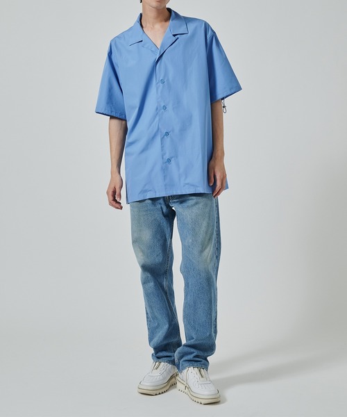 BASICKS(ベイシックス)の「Thomas Mason Open Collar Shirt(シャツ/ブラウス・メンズ・ホワイト/ブルー・M/S)」の3枚目の写真