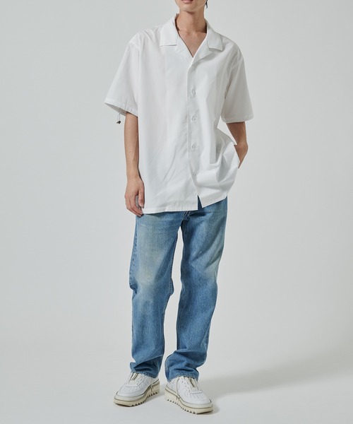 BASICKS(ベイシックス)の「Thomas Mason Open Collar Shirt(シャツ/ブラウス・メンズ・ホワイト/ブルー・M/S)」の4枚目の写真