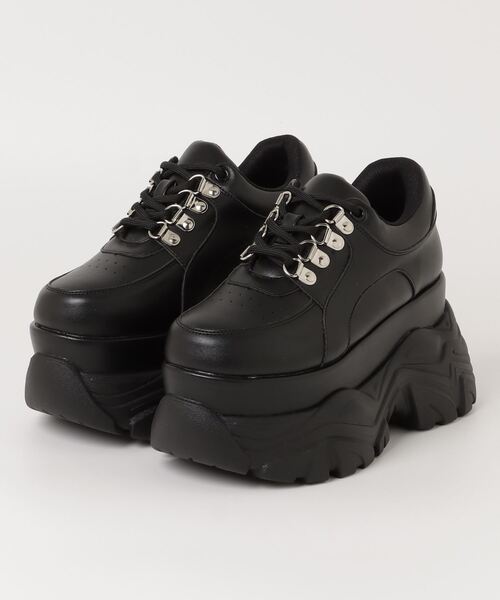 LOVEHUNTER(ラブハンター)の「LOVEHUNTER/+9.5cm 軽量厚底 レースアップスニーカー(1688)(スニーカー・レディース・ブラック/ホワイト・LL/S/M/L)」の4枚目の写真