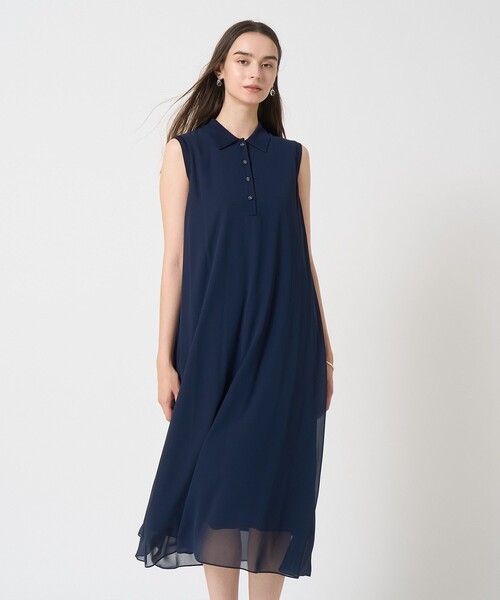 シフォンコンビ配色カラー ワンピース（ワンピース）｜ANAYI