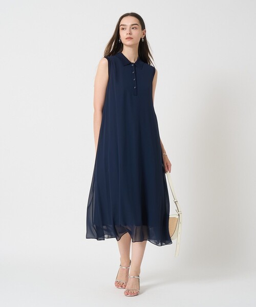 シフォンコンビ配色カラー ワンピース（ワンピース）｜ANAYI