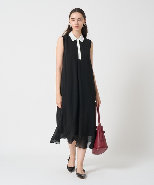 シフォンコンビ配色カラー ワンピース（ワンピース）｜ANAYI