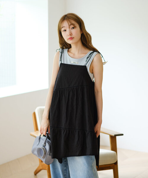 シグゼーン　キャミチュニック　ミニワンピ shopnikoniko チュニック キャミワンピース ミニ丈 レース