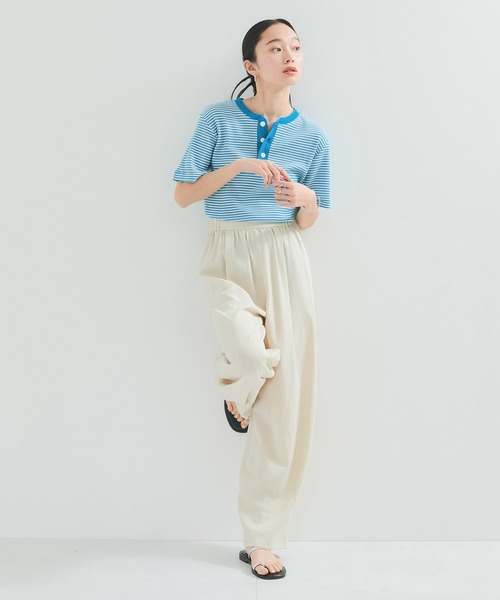 Healthknit（ヘルスニット）の「【Healthknit/ヘルスニット】Multi Border Waffle S/S（Tシャツ/カットソー・レディース・ブルー系その他4/ブラウン/グリーン・FREE）」の12枚目の写真