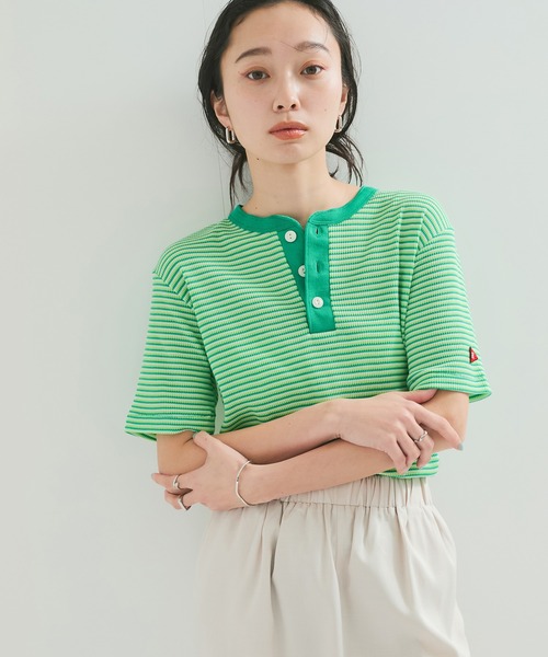 Healthknit（ヘルスニット）の「【Healthknit/ヘルスニット】Multi Border Waffle S/S（Tシャツ/カットソー・レディース・ブルー系その他4/ブラウン/グリーン・FREE）」の11枚目の写真