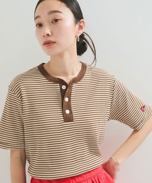Healthknit（ヘルスニット）の「【Healthknit/ヘルスニット】Multi Border Waffle S/S（Tシャツ/カットソー・レディース・ブルー系その他4/ブラウン/グリーン・FREE）」の10枚目の写真