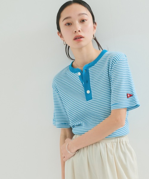Healthknit（ヘルスニット）の「【Healthknit/ヘルスニット】Multi Border Waffle S/S（Tシャツ/カットソー・レディース・ブルー系その他4/ブラウン/グリーン・FREE）」の9枚目の写真